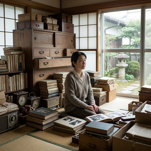 遺品整理を前に途方に暮れる女性(イメージ)