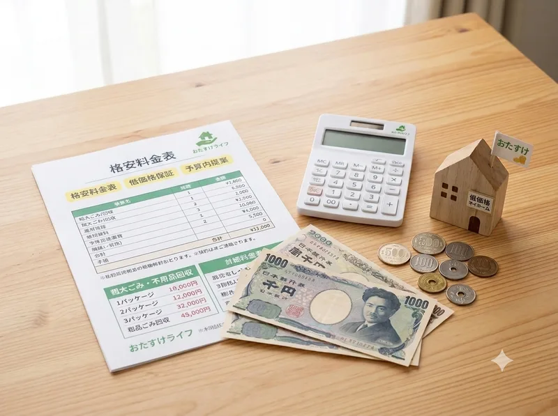 低価格を象徴する電卓と料金表(イメージ)
