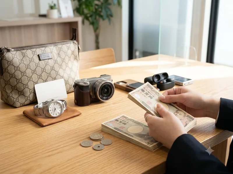 不用品を査定・現金買取する様子(イメージ)